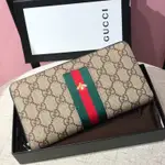 二手正品GUCCI 古奇 男生皮夾 皮夾 長夾 鈔票夾 手拿包 錢包 零錢包 多卡位 經典老花 進口牛皮 長夾男生 長