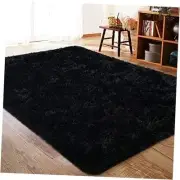 Fluffy Rug Carpets Soft Shaggy Area Rug Indoor Floor Rugs for 3ft x 5ft Black