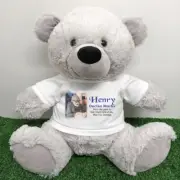 Memorial Photo Teddy Bear secret zipper 40cm Grey, Loss, Remembrance, Sympathy