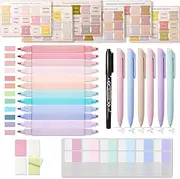 39 Pcs Bible Study Supplies, Bible Journaling Kit for Women, 12 Bible Highlighters (Double-Headed) and 6 Pens, 90 Bible Tabs, 4 Transparent Sticky Notes and Other Bible Study Tools