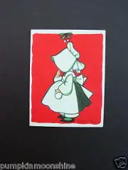 Unused Charlot Byj Byi Xmas Greeting Card Girl in Apron & Bonnet Under Mistletoe