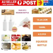 4/8x 100ml Squeeze Bottle with Tip Cap Glue White Craft Sauce Applicator Bottles