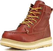 [ROCK POSTER] Work Boots for Men, 6" Soft Toe Slip Resistant Puncture-proof EH Moc Toe Men's Work Boots