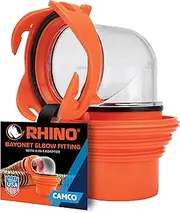 Camco RhinoFlex Clear RV Sewer Hose Elbow with 4-in-1 Adapter - Features a 360-Degree Fitting Rotation and Built-in Gasket for Odor-Tight Protection - Fits 4 Sizes of Dump Station Inlets (39736)