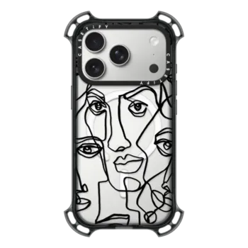 iPhone 17 Pro Bounce Case MagSafe Compatible FACE MOSAIC SKETCH 4 CLEAR CASE IPHONE, ABSTRACT MINIMAL PEOPLE MEN ILLUSTRATION By Ebi Emporium