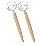 2 Pack 13” Premium Danish Dough Whisk Set Food Grade Dough Whisk Wood