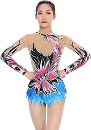 [Zagitova] Rhythmic Gymnastics Leotards for Women Breathable Dance Unitards Long Sleeved Team Competition Uniform