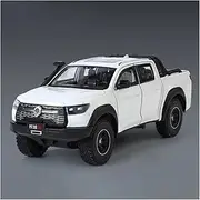 Die-cast 1:24 for Great Wall POER Car Model Alloy Diecast Free Wheeling Sound Light Off-Road Pickup Truck Models Collection Miniature Vehicle(White)