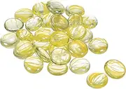 uxcell Decorative Flat Glass Marbles 28-32mm Rock Vase Filler Beads Pebbles Petal Yellow for Fish Tank Table Scatter Decor, 30 Pcs