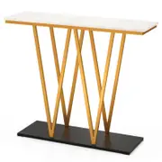 Costway 100cm Modern Console Table Faux Marble Entryway Table