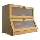 Carla Home Double Layer Bamboo Bread Box For Kitchen Counter With Large Capacity