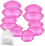 6 Pcs Cupping Kit for Massage Therapy 3 Sizes Silicone Cupping Set Chinese Massage Therapy for Studio Household Cellulite Joint Pain Muscle Pain(Clear Hot Pink)