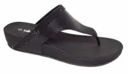 TS TAKING SHAPE sz 6 / 37 Black Capri Slide crystal wedge thongs comfy shoes NIB