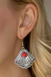 Paparazzi MOUNTAIN MESA red earrings