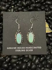 Native American Sterling Silver Fire Opal Concho Earrings Calvin Spencer Signed