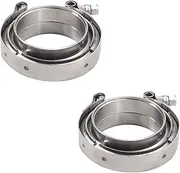 LinaLife 2pack 3.0 Inch V Band Clamp Stainless Steel with Flange Flat Mild Steel Male Female Flange Assembly