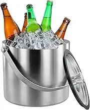 Stainless Steel Ice Bucket – 3L Double-Wall Wine Chiller with Lid | Insulated Ice Container for Home, Beer Cooler Champagne Bucket, Drink Cooling for Party, Kitchen or Outdoor Entertaining