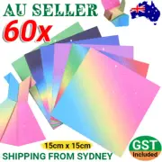 60pcs Rainbow 6 Colour Japanes Origami Square Paper Craft Folding 15 x 15cm
