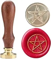 Wax Seal Stamp Set, Sealing Wax Stamps Copper Seals with Wooden Hilt, Vintage Wiccan and Celtic KnotSeal Wax Stamp (Pentagram)