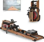 JOROTO Water Rowing Machine for Home Use, Oak Wood Foldable Rower Machine 330lbs