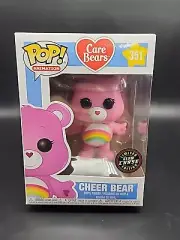 Funko Pop Care Bears #351 Cheer Bear GITD CHASE W/Protector!! BEAUTIFUL COND!!