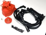 DISTRIBUTOR CAP + ROTOR + SPARK PLUG WIRE KIT FOR 92-95 HONDA CIVIC D16 EG BLACK (for: Honda)