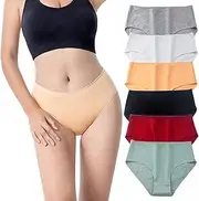 [GaaiKei] Women's Stretch Cotton Hipster Panties Soft Full Briefs Panties Multipack 6 Pack