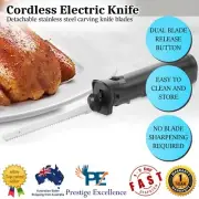 Cordless Electric Knife Rechargeable Carving Blade Set Bread Meat Kitchen Slicer