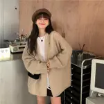 【SEASON WARDROBE】 懶惰風寬鬆毛衣2022韓國秋冬新外穿款馬海毛加厚針織外套