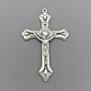 Large STARBURST Crucifix Cross 2" Rosary ITALY Rosaries Parts C144 finish Silver