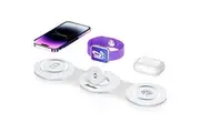3-in-1 Charging Station for Apple Multi-devices, Foldable 15W Wireless Fast Charger for iPhone 16-13 Pro Max Plus and iWatch Series/Airpods(White)