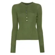 [Soeur] Soeur Ribbed Button-front Top 34 FR GREEN
