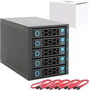 rackchoice Internal Hard Drive Enclosure 5x2.5''/3.5'' SATA/SAS Hard Drive Backplane 6 Gbps HDD hotswap in 3xExternal 5.25'' Bay