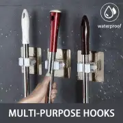 Bathroom Multi-Purpose Hooks Mop Organizer Holder Rack Punch-free Brush Broom Ha