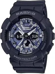 CASIO Women's Baby-G Duo Chronograph Quartz Analog Digital Watch, Blue Dial, Black Band