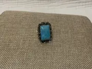 Artisan Sterling Silver Lg Larimar Gemstone Ring Size 9.5 Free shipping