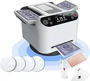 2-in-1 Automatic Card Shuffler & Dealer – 360° Rotating Electric Card Machine with OLED Display, Touch Controls & Rechargeable Battery – for Poker, Blackjack & Card Games White