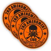 2nd Amendment Hard Hat Stickers / Motorcycle Helmet Decals / Orange-Black USA