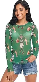 Football Player Net Shirt, Sheer Sleeve Top S-XXL