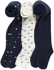 [artie] Girls and Baby Tights, 3 Pack, Grey, White, Pink, Navy, Patterned, School Kids Tights, Cotton Rich Material, 3-12 Years
