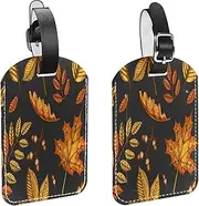[WOSHJIUK] Luggage Tags,2 Pack Labels Suitcase Tags,Autumn nut Leaves,Luggage Tags Privacy Protection Travel Bag Tag