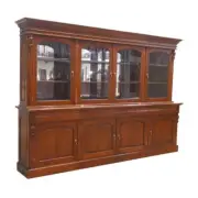 Antique Victorian Style Solid Mahogany Large 4 Door Display Cabinet / Bookcase