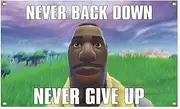 Never Back Down Flags, 3x5 Ft Never Give Up Flags for Room Guys, Jean Inspirational Ro-qua Flags for College Dorm Room Decor, Wall Hanging Meme Tapestries for Bedroom Home Decorations
