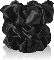 CELESTIAL SILK Mulberry Silk Scrunchies for Hair (Large, Black)