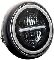 Motorcycle Headlight 7.5 inch Cafe Racer LED Motorcycle Headlight Angel Eyes Universal 7.5" Round Headlamp For Cafe Racer Bobber For A