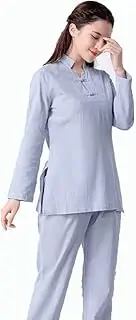 [generic] Womens Tai Chi Clothes Chinese Kung Fu Clothing Cotton + Linen Martial Arts Uniform for Kungfu Taichi Zen Meditation Martial Arts Wing Chun,Blue-L