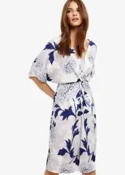 Phase Eight April Floral V Neck Twist Front Wrap Dress Multi/Purple UK 8 RRP£130