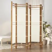 Folding 5-Panel Room Divider 200 cm Bamboo Canvas Privacy Screen Home Deco 50625