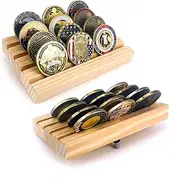 4 Rows Coin Holder Rack Military Challenge Coins Display Holder Solid Wood