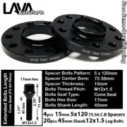 4PC 15MM THICK 5X120 72.56MM C.B WHEEL SPACER + 45MM 12X1.5 BOLT FIT BMW MODEL (for: BMW)